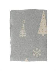 Плед из хлопка с новогодним рисунком сhristmas tree из коллекции new year essential 130х180 см серый Tkano