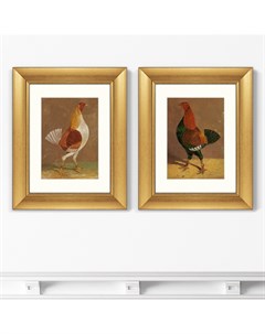 Набор из 2 х репродукций картин в раме fighting cocks 1829г коричневый Картины в квартиру