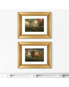 Набор из 2 х репродукций картин в раме sunny autumn day 1892г коричневый 50x40 см Картины в квартиру