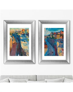 Набор из 2 х репродукций картин в раме motiv from stockholm and katarinavagen 1930г синий 50x70 см Картины в квартиру
