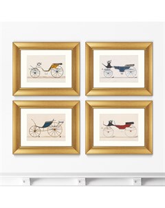 Набор из 4 х репродукций картин в раме design for pony 1876г бежевый 41x51 см Картины в квартиру