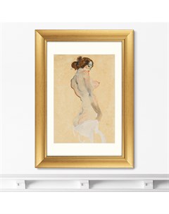 Репродукция картины в раме standing nude with white drapery 1912г мультиколор 50x70 см Картины в квартиру