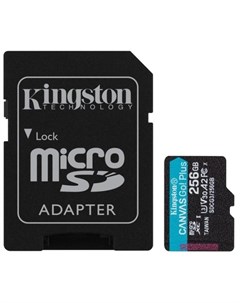 Карта памяти SecureDigital Micro 256Gb SDXC Canvas Go Plus 170R Class 10 UHS I U3 V30 A2 переходник  Kingston