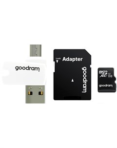 Карта памяти 128GB microSD Class 10 UHS I 3 in1 memory set SD adapter USB cardreader M1A4 1280R12 Goodram