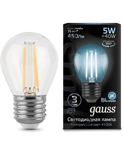 Светодиодная лампа LED Filament Шар E27 5W 450lm 4100K 1 10 50 105802205 Gauss