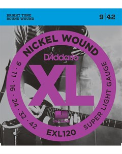 Струны для электрогитары EXL120 Super Light 9 42 никель D'addario