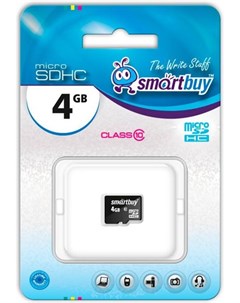 Карта памяти Micro SDHC 4GB Сlass 10 без адаптеров SB4GBSDCL10 00 Smartbuy