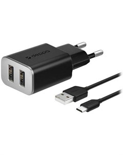 Зарядное устройство 2 USB 2 4А micro USB черный D_11283 Deppa