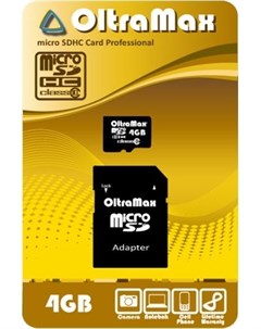 Карта памяти MicroSDHC 4GB Class10 адаптер SD Oltramax