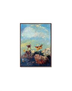 Репродукция картины на холсте butterflies 1910г мультиколор 75x105 см Картины в квартиру