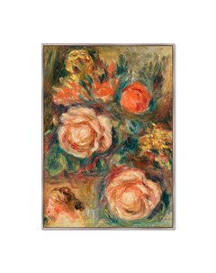 Репродукция картины на холсте bouquet de roses 1900г коричневый 75x105 см Картины в квартиру