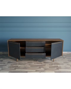 Комод brun black с тремя ящиками и дверками коричневый 180x75x45 см Etg-home