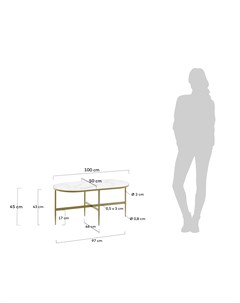 Столик журнальный elisenda золотой 100x45x50 см La forma