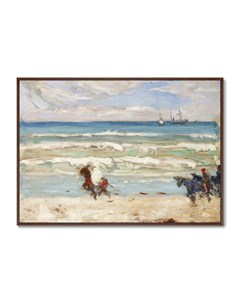 Репродукция картины на холсте beach scene tangier 1906г голубой 105x75 см Картины в квартиру