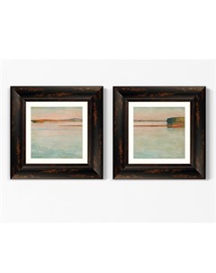 Набор из 2 х репродукций картин в раме озеро этюд на закате 1910г мультиколор 35x35 см Картины в квартиру