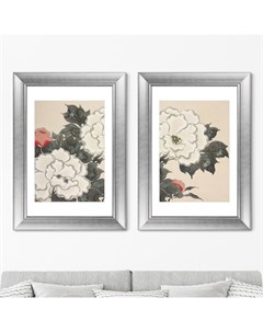 Набор из 2 х репродукций картин в раме flowers from momoyogusa flowers ii 1910г бежевый 50x70 см Картины в квартиру