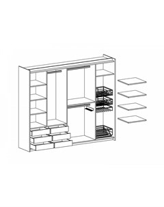 Шкаф купе kristal белый 260x220x65 см Ogogo