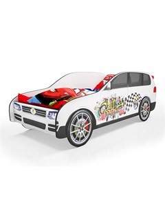 Кровать машина карлсон джип туарег без доп опций белый 84x75x184 см Magic cars