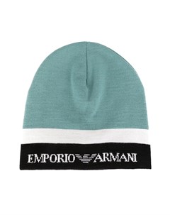 Трикотажная шапка бини в стиле колор блок Emporio armani kids