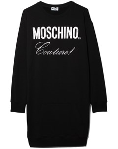 Платье с длинными рукавами и кристаллами Moschino kids