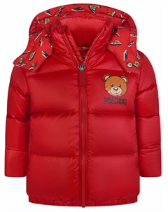 Пуховик с капюшоном и логотипом Moschino kids