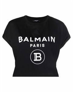 Укороченная футболка с логотипом Balmain