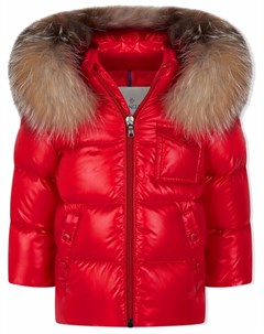 Пальто с капюшоном и искусственным мехом Moncler enfant