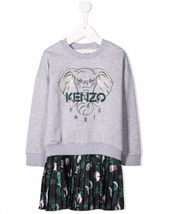 Платье со вставками и узором Tiger Kenzo kids