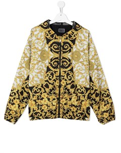 Куртка с капюшоном и принтом Barocco Versace kids