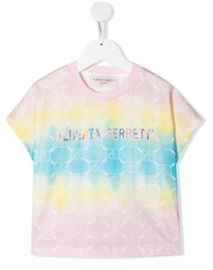 Футболка с принтом тай дай и логотипом Alberta ferretti kids