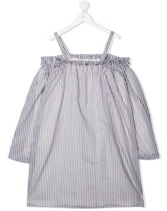 Платье в полоску с открытыми плечами Brunello cucinelli kids