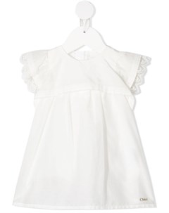 Платье с короткими рукавами и кружевом Chloé kids