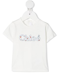 Футболка с короткими рукавами и вышитым логотипом Chloé kids