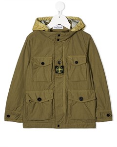 Куртка с капюшоном и нашивкой логотипом Stone island junior