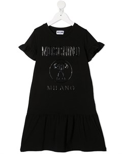 Платье с логотипом и баской Moschino kids