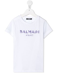 Футболка с логотипом из пайеток Balmain kids