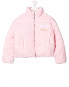 Пуховик на молнии с вышитым логотипом Moschino kids