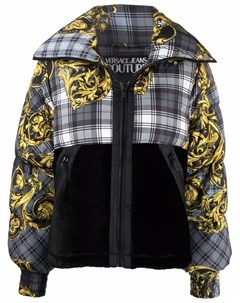 Пуховик в клетку тартан с узором Baroque Versace jeans couture