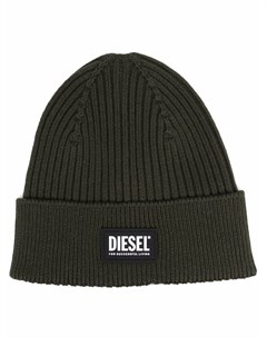 Шапка бини в рубчик с нашивкой логотипом Diesel