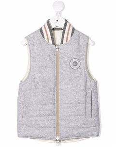 Дутый жилет с нашивкой логотипом Brunello cucinelli kids