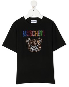 Футболка с круглым вырезом и логотипом со стразами Moschino kids