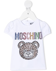 Футболка с пышными рукавами и стразами Moschino kids