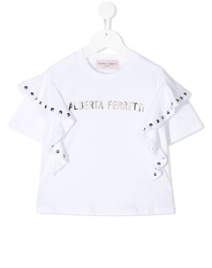 Футболка с оборками на рукавах Alberta ferretti kids