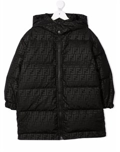 Пальто с капюшоном и узором FF Fendi kids