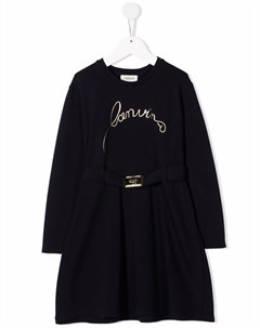 Трикотажное платье с вышитым логотипом Lanvin enfant