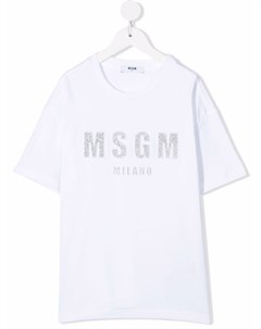 Футболка с логотипом и блестками Msgm kids