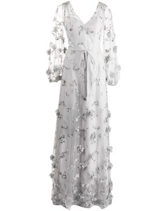 Платье с цветочным принтом и объемными рукавами Marchesa notte bridesmaids