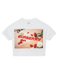 Футболка с принтом и логотипом Burberry kids