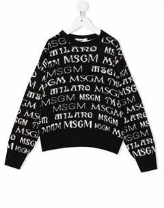 Джемпер вязки интарсия с логотипом Msgm kids