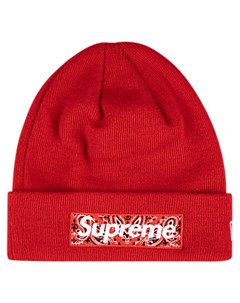 Шапка бини с логотипом из коллаборации с New Era Supreme